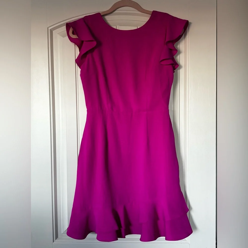 Fuchsia Ruffle Mini Dress - Picture 1 of 10